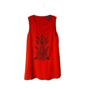 I. Madeline Tangerine Orange Print Shift Dress LARGE